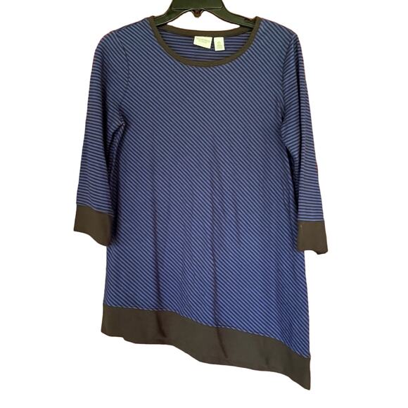 Chicos Weekends Sweater Asymmetrical Tunic Size 0 US S Striped 3/4 Lightweight‎ - Picture 1 of 9